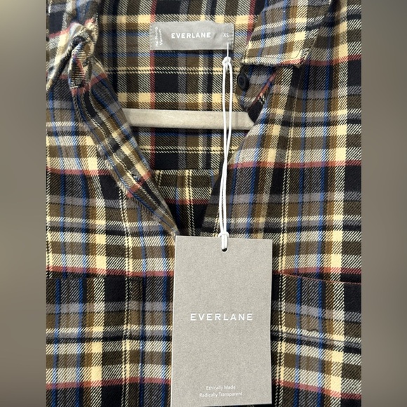 Everlane Boxy Plaid Flannel Shirt Brown Women's Size XS Button Up oversized - Picture 7 of 10
